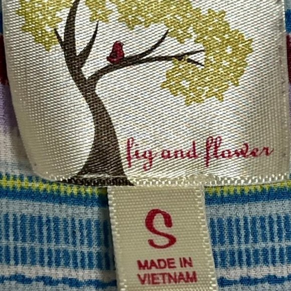 Fig & Flower Textured Paisley Striped Tunic - Red/Blue on White - S - Picture 10 of 10